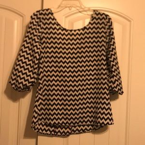 Chevron Blouse with Pink Bow
